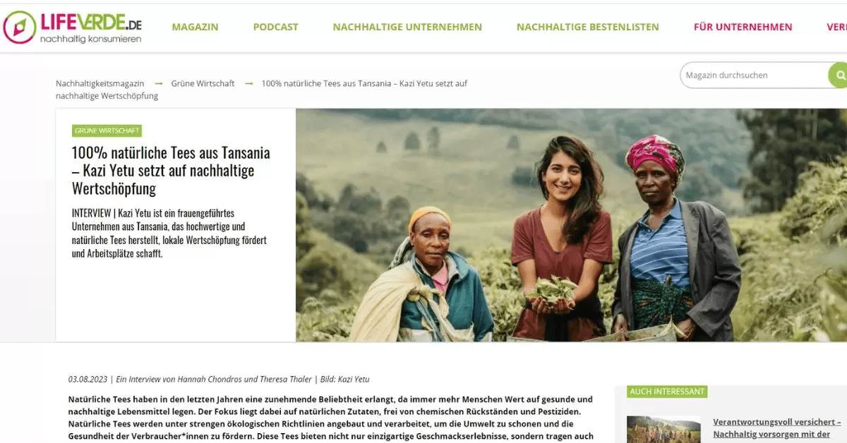 Life Verde: 100% natural teas from Tanzania - Kazi Yetu