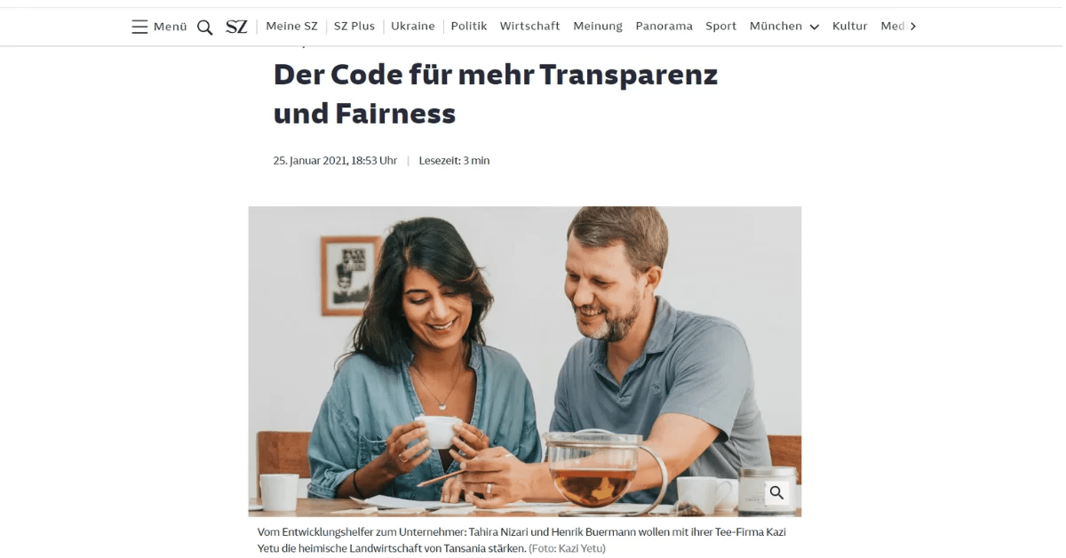 Süddeutsche Zeitung: The code for more transperancy and fairness - Kazi Yetu