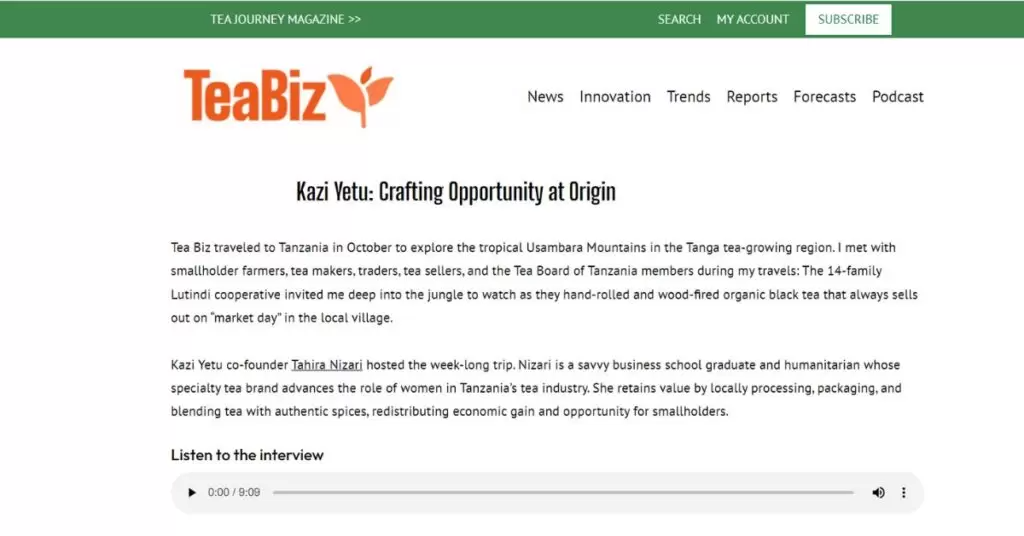 Tea Biz: Kazi Yetu – Crafting Opportunity at Origin