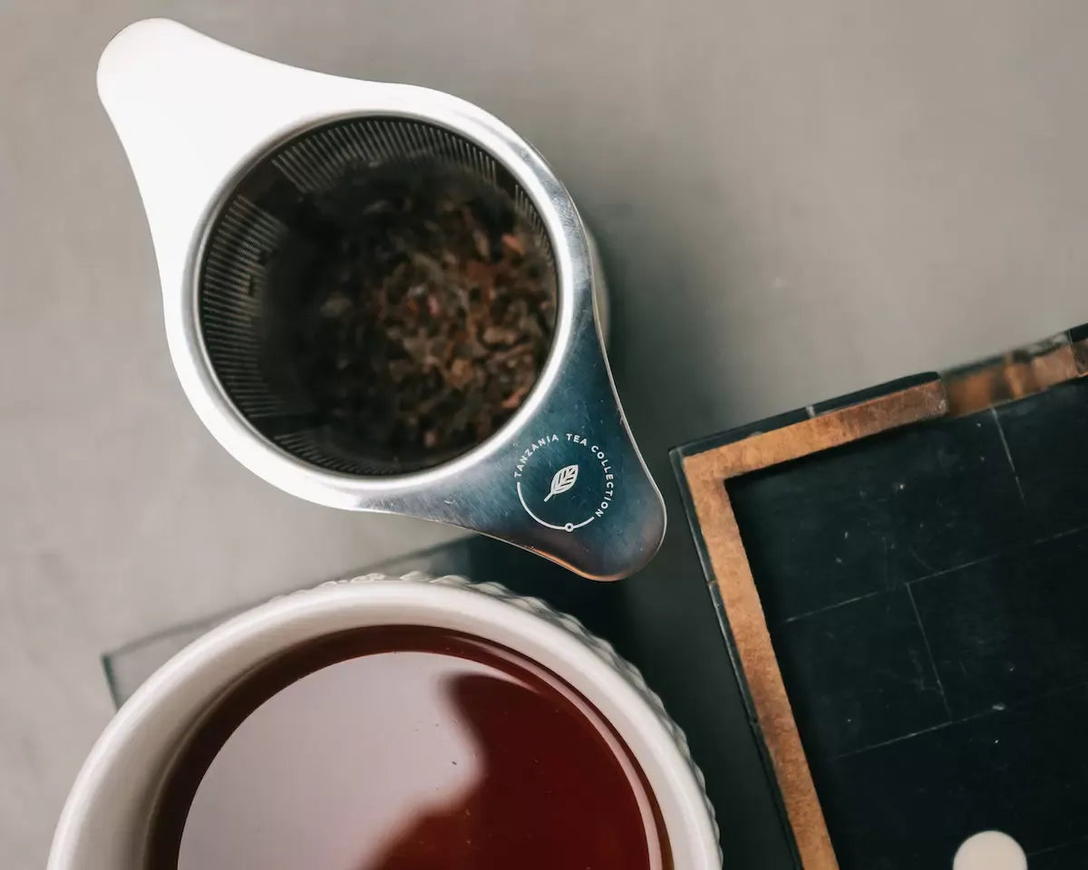 Africa Tea Collection loose leaf tea and tea cup from above