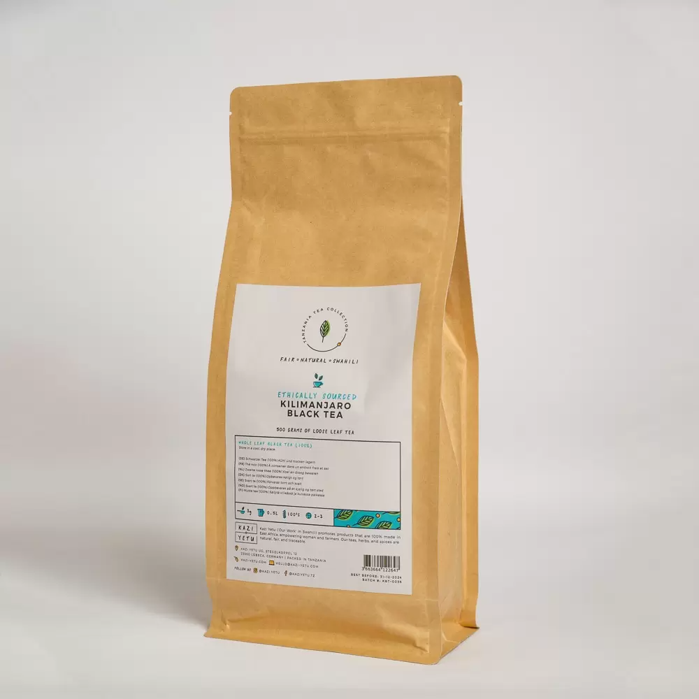 Product picture of organically farmed Kilimanjaro Black Tea 500 gram loose leaf paper bag