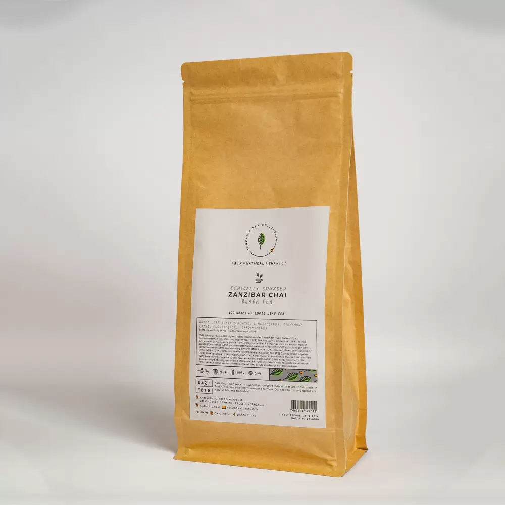 Product picture of authentic Zanzibar Chai black tea blend 500 gram loose leaf paper bag