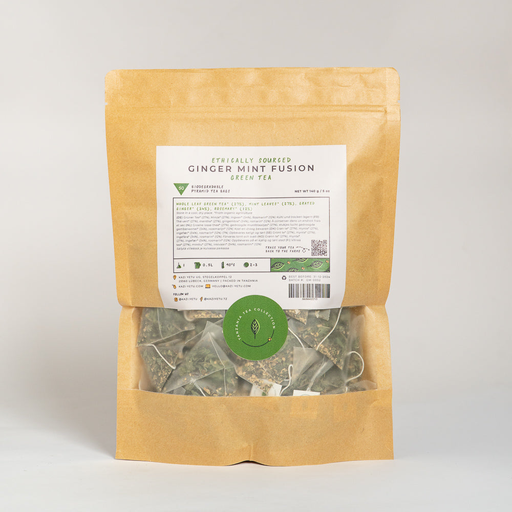 Product picture of handcrafted Ginger Mint Fusion tea blend refill pack