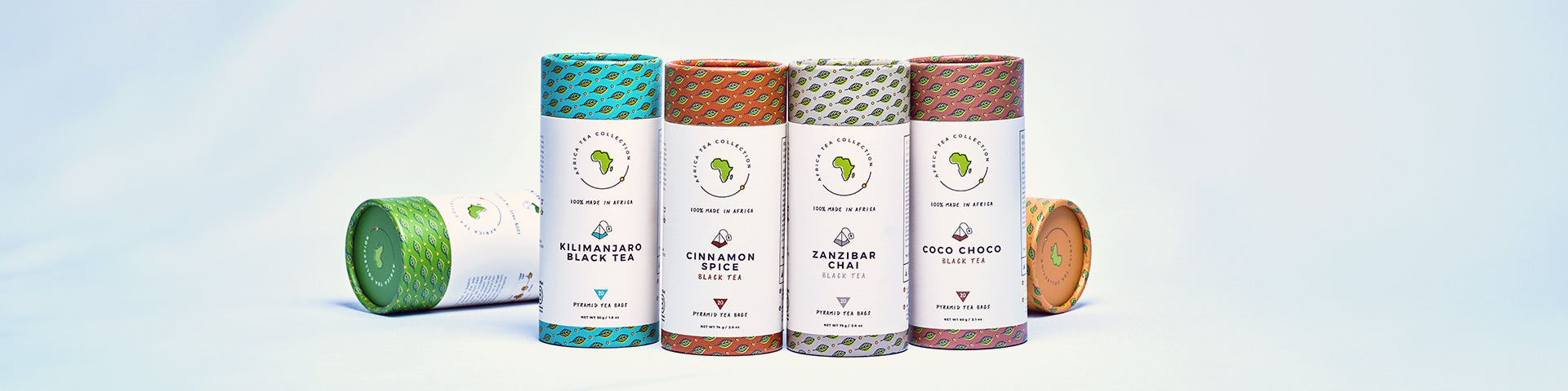 Display of six different Africa Tea Collection blends